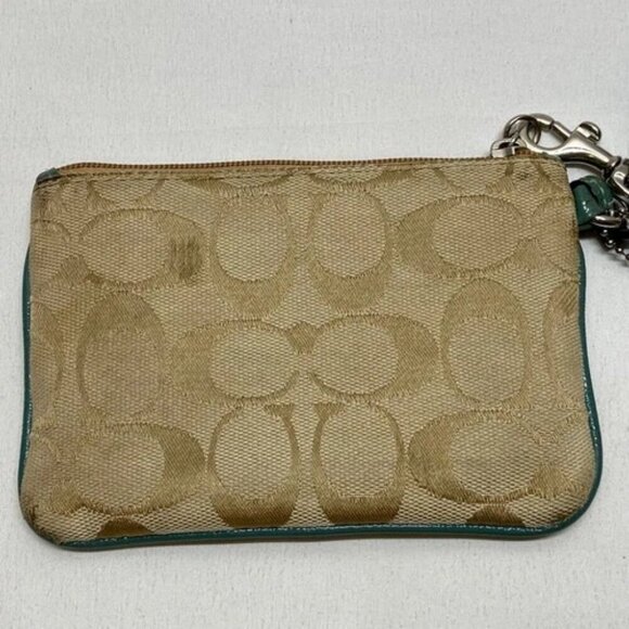 Coach Small Wristlet Multicolor Colorblock Wallet Signature Khaki Canvas GUC - Picture 6 of 11